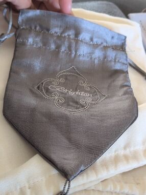 Brighton Vintage Silver Gray Satin Jewelry Drawstring Pouch